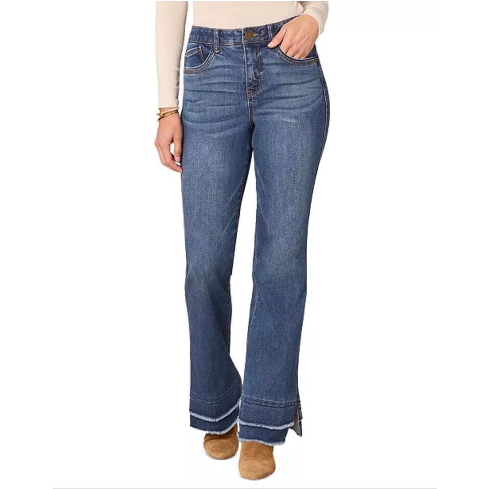 Democracy Petite High Rise Tiered-Hem Flare Jeans Winter Blue 4P